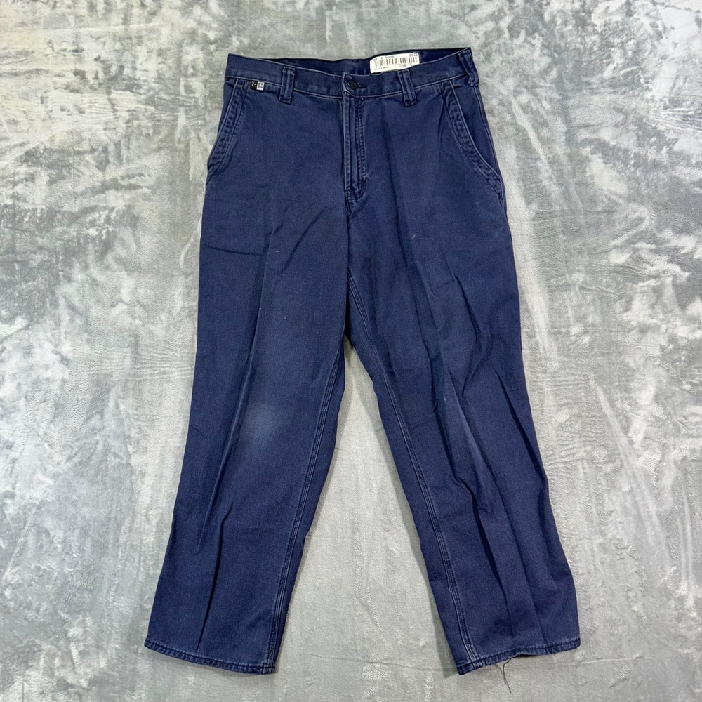 Carhartt FR Straight Work Pants Men's 32x30 Navy Cotton Blend